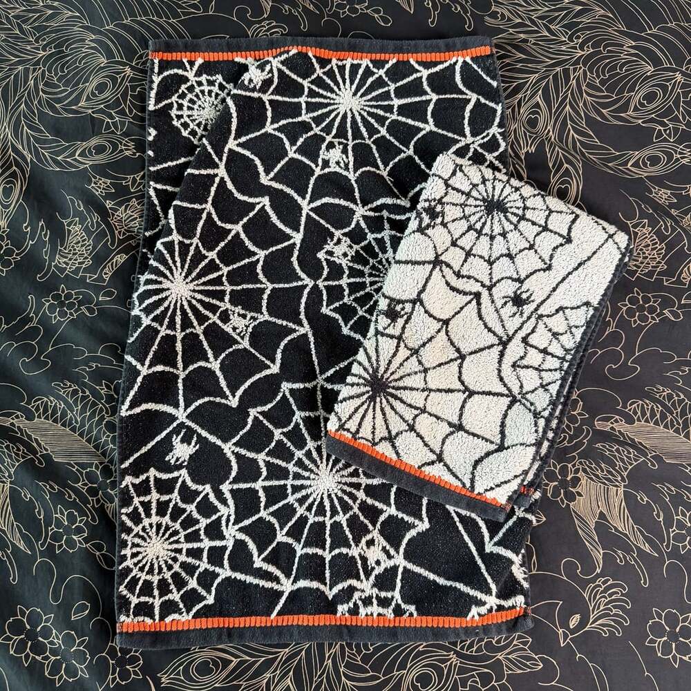 Buy CARO Home Halloween Spider Web Hand Towels Set of 2
